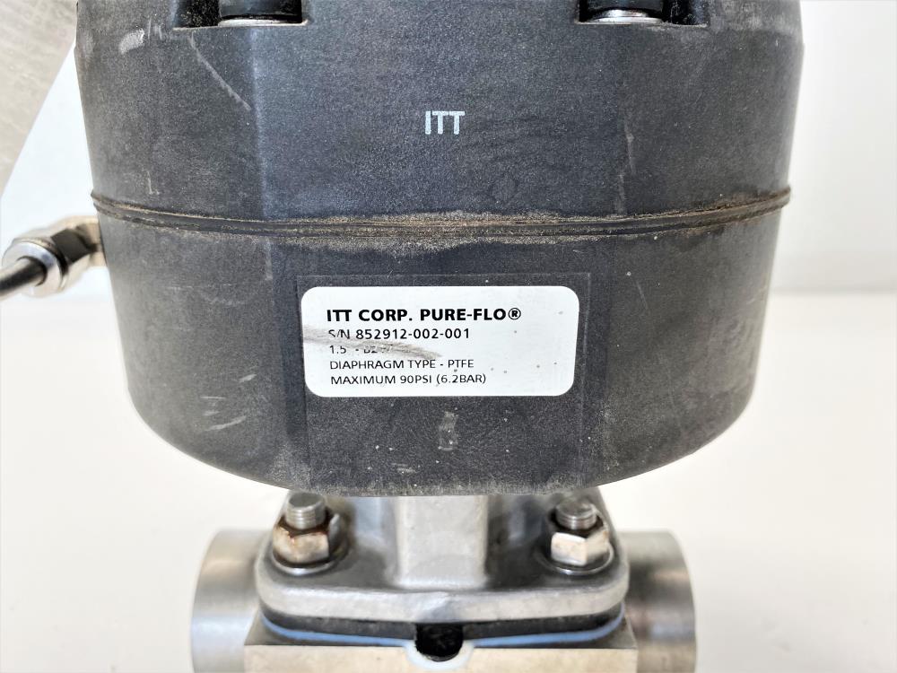 ITT Pure-Flo 1-1/2" Butt-Weld Stainless Sanitary Diaphragm Valve w/B217 Actuator